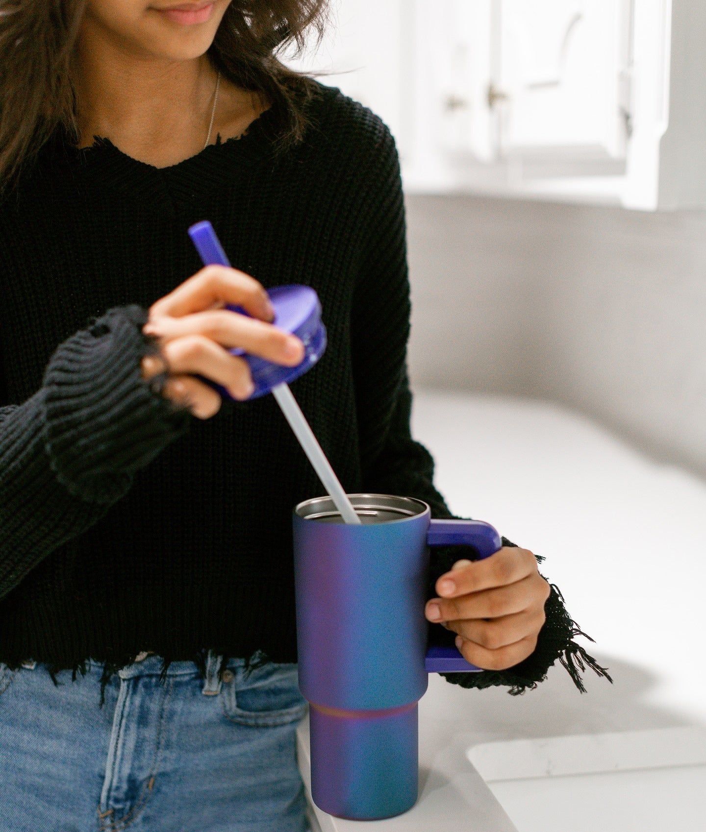 IRON FLASK Co-Pilot Insulated Mug w/Straw & Flip Cap Lids - Cup Holder Bottle for Hot, Cold Drink - Leak-Proof - Water, Coffee Portable Travel Mug