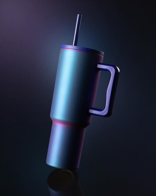 IRON FLASK Co-Pilot Insulated Mug w/Straw & Flip Cap Lids - Cup Holder Bottle for Hot, Cold Drink - Leak-Proof - Water, Coffee Portable Travel Mug